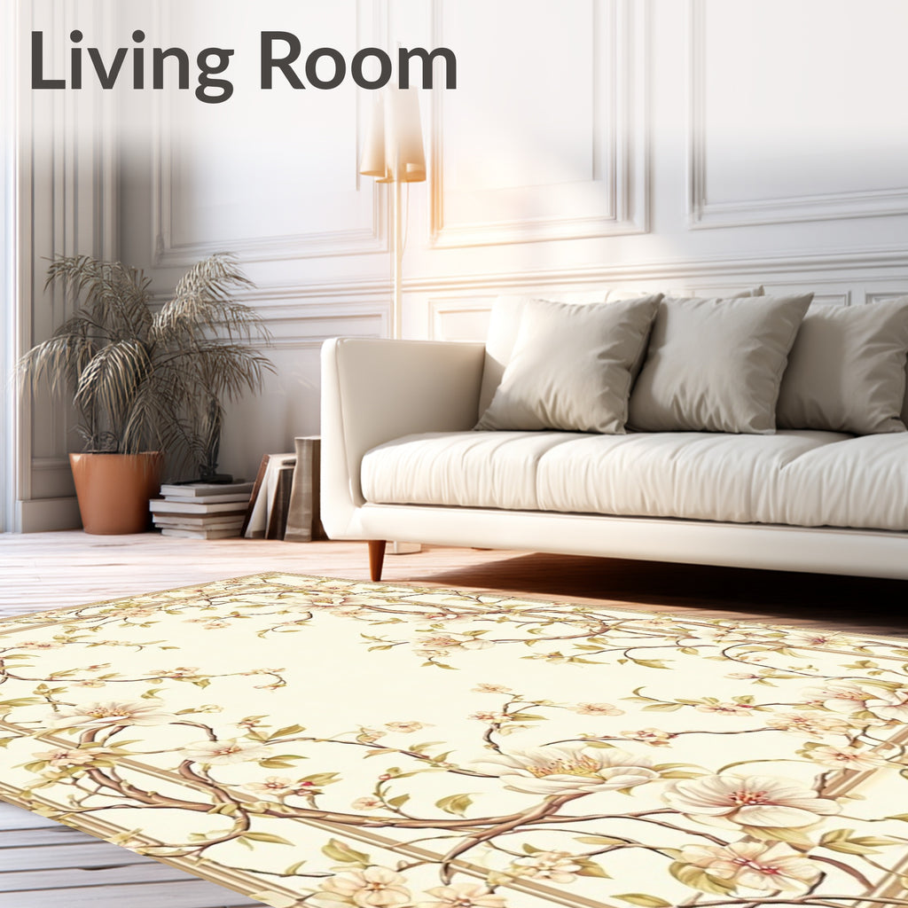 Elegant Floral Blossom Branch Design Rug