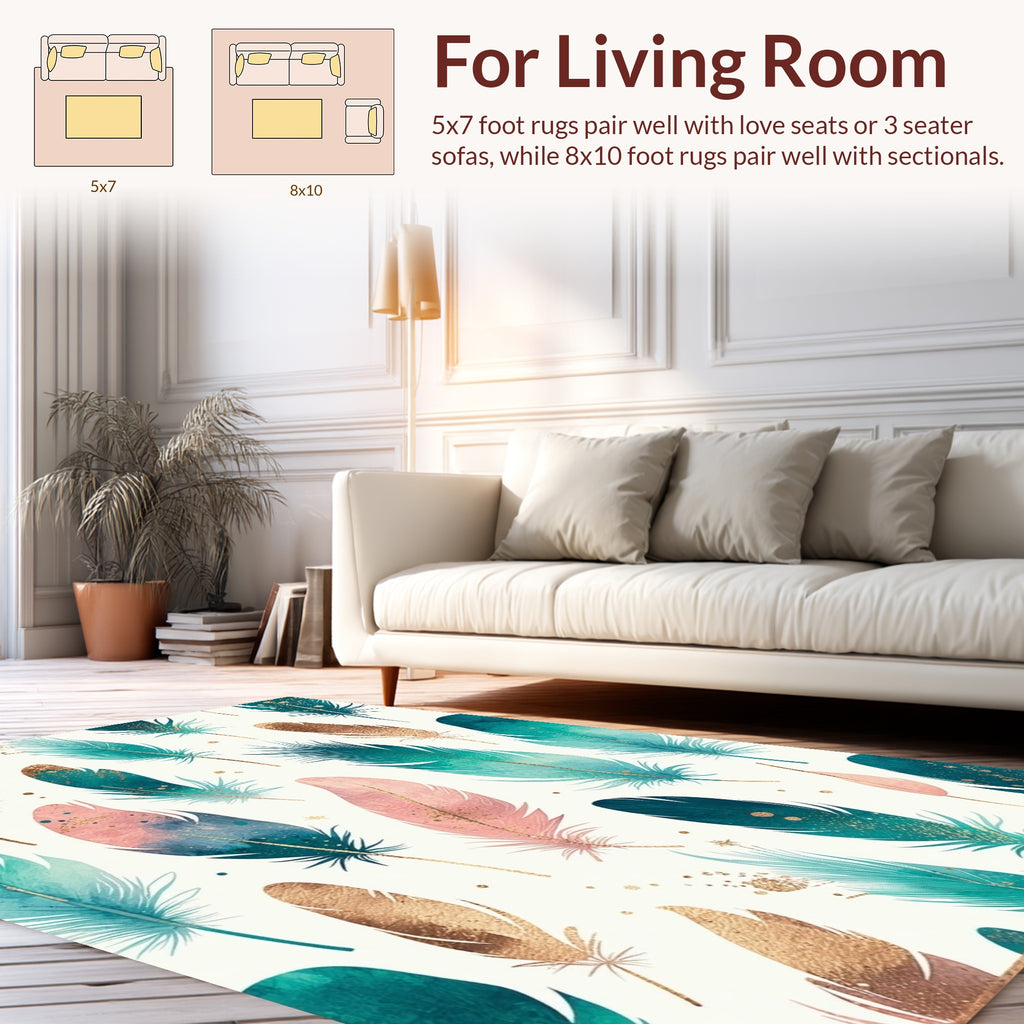 Feather Pattern With Gold Accents Rug
