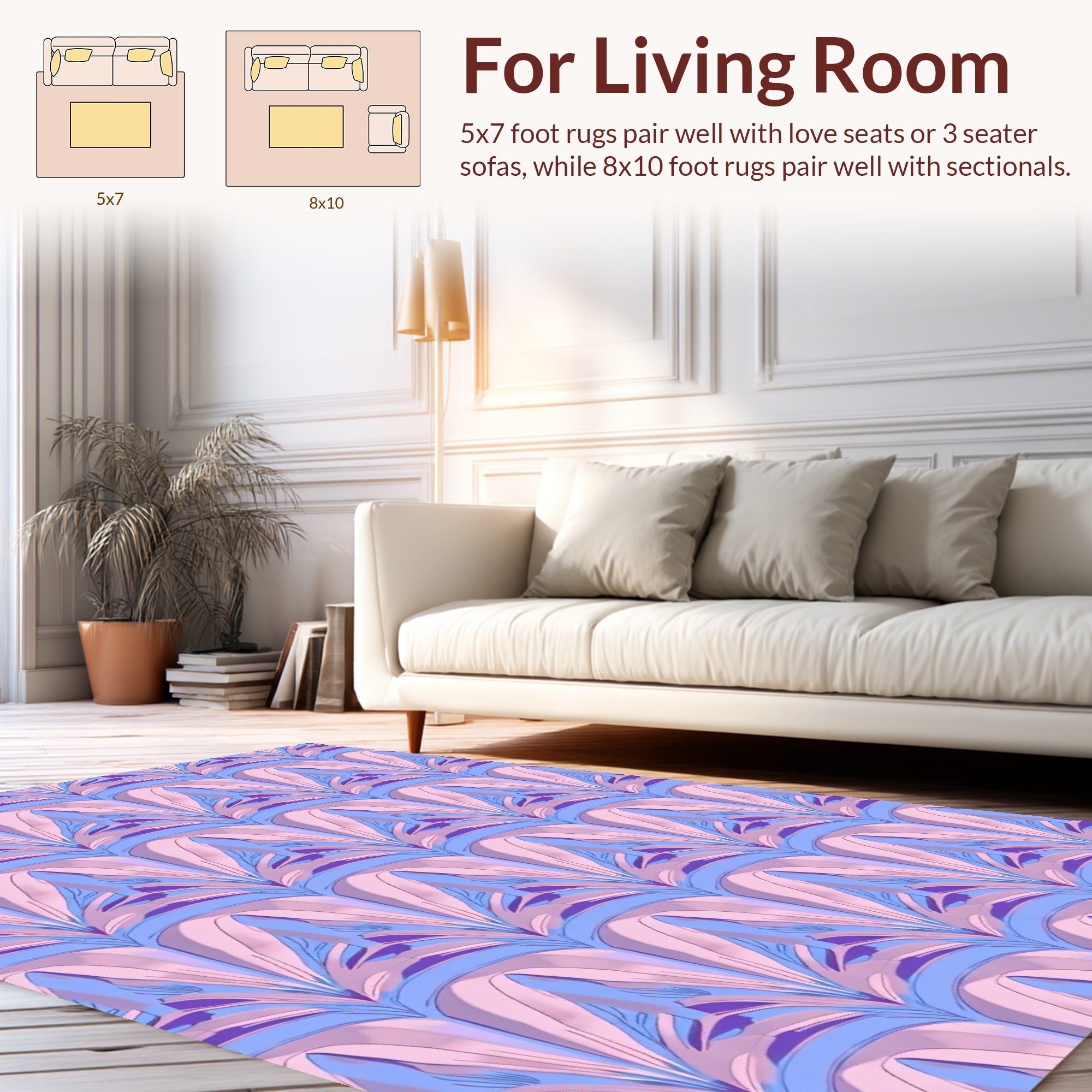 Art Deco Fan Pattern Pink Purple Rug