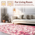 Ornate Pink Floral Vine Pattern Rug