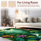 Vibrant Tropical Floral Jungle Scene Rug
