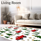 Red Trucks And Evergreen Trees Rug
