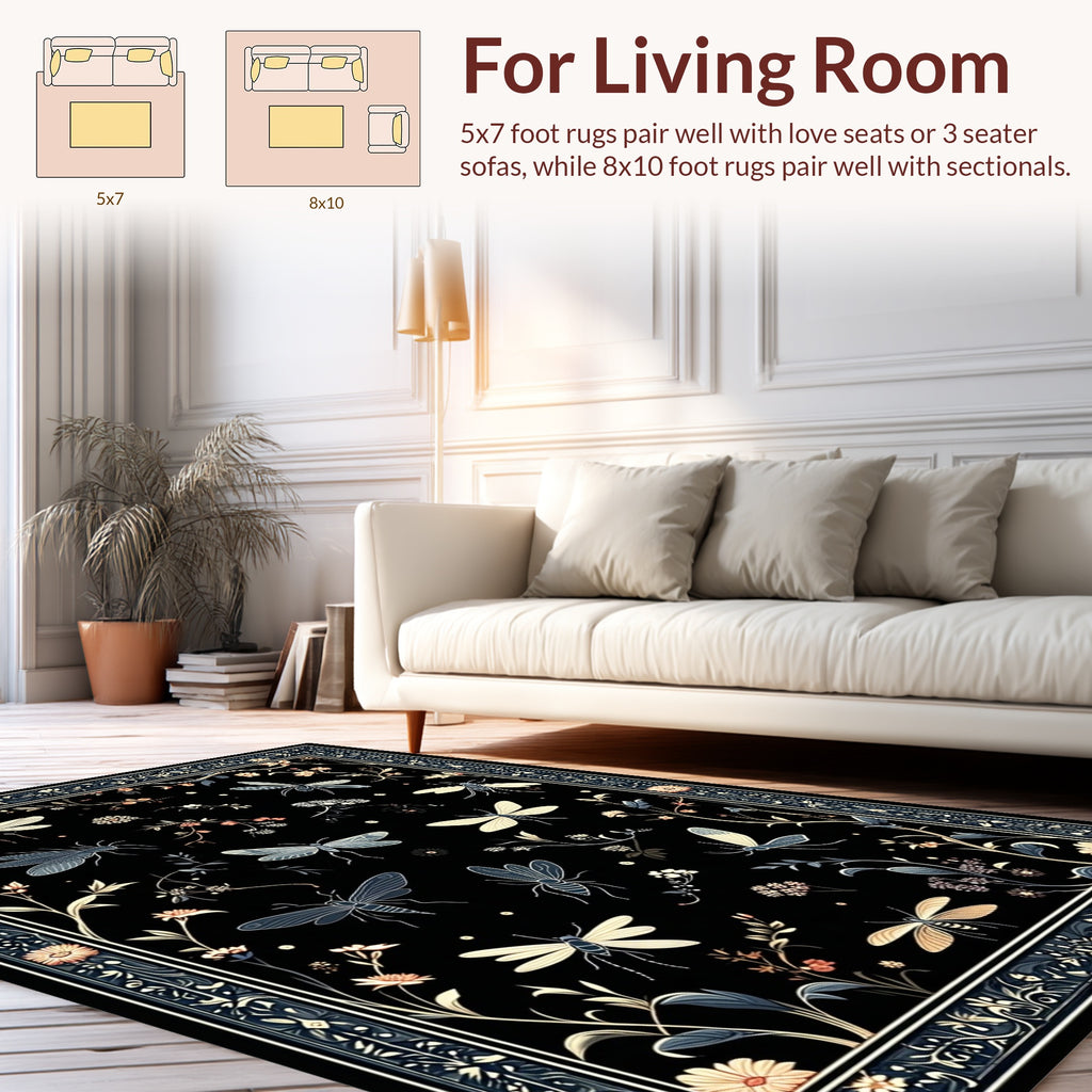 Insects and Floral Whimsical Rug