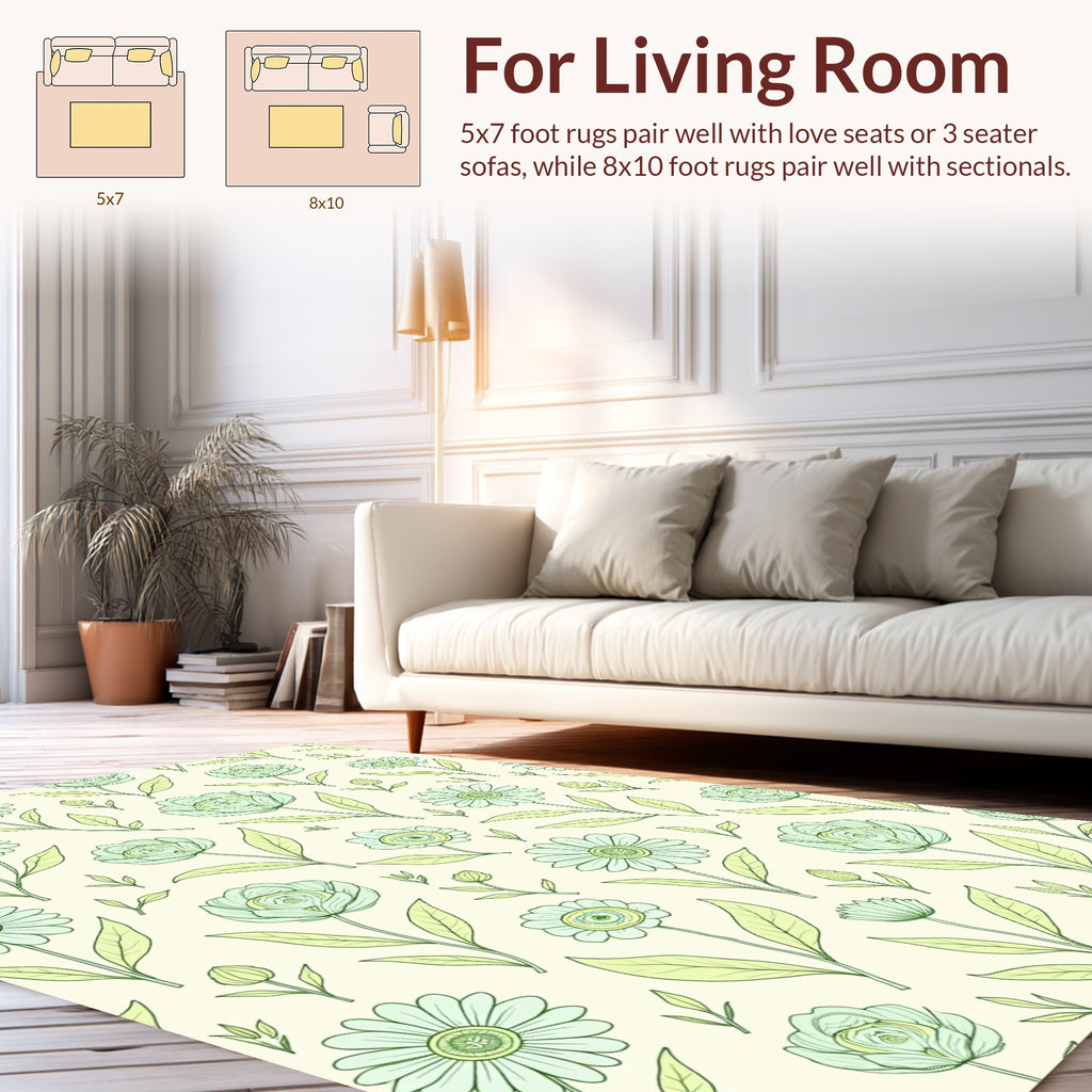 Pastel Floral Botanical Sketch Rug