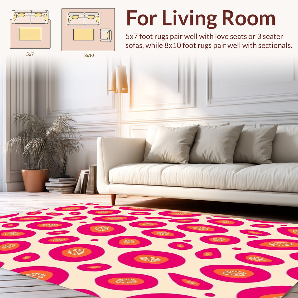 Bold Pink Orange Abstract Organic Shapes Rug