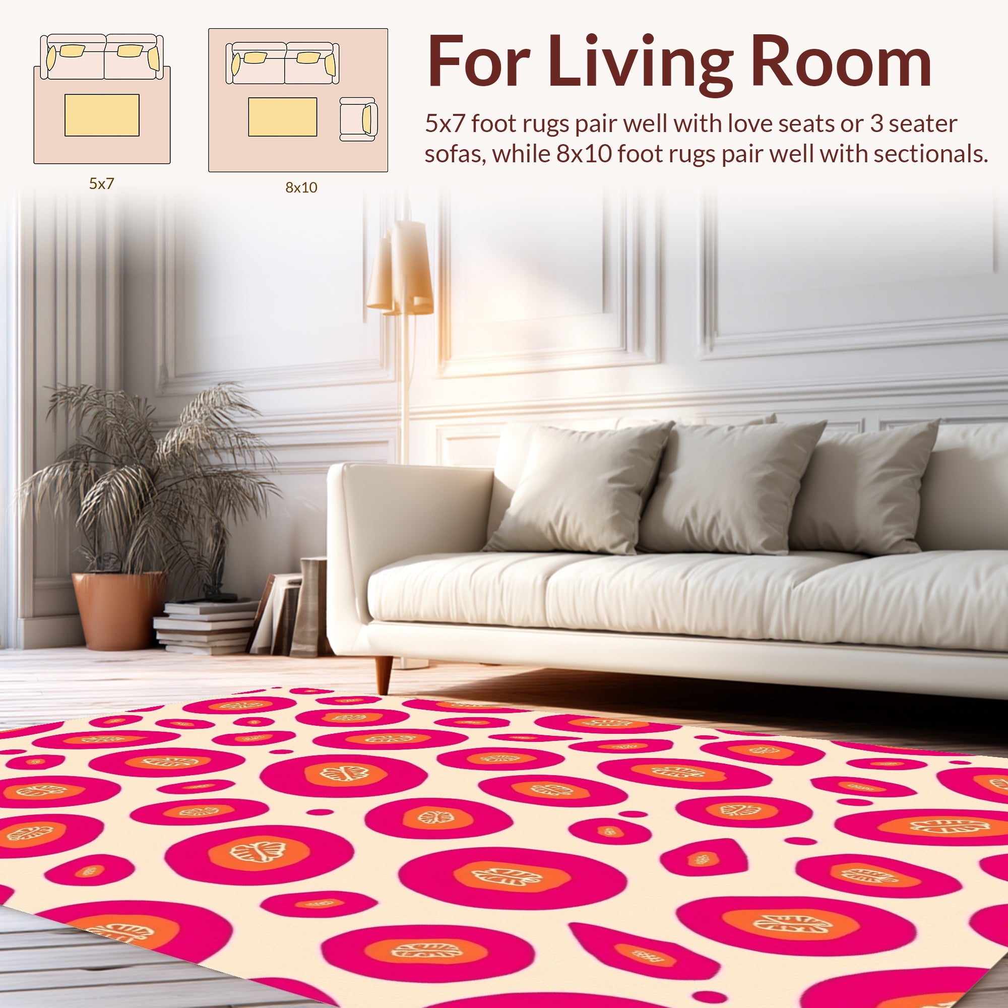 Bold Pink Orange Abstract Organic Shapes Rug