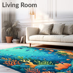 Whimsical Ocean Reef 2 Sharks Rug