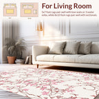 Pink Floral Vine Pattern Rug