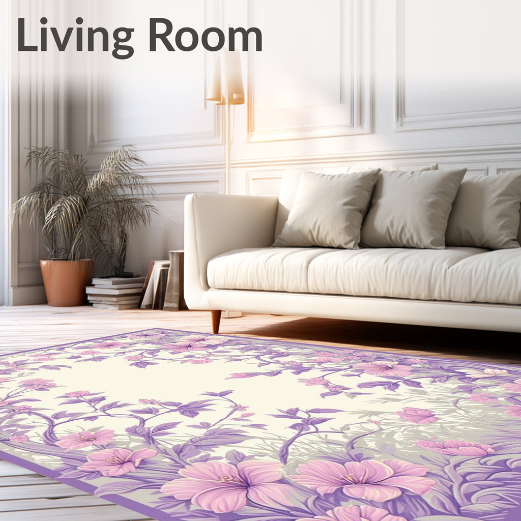 Floral Vine Pattern With Lilac Accents Rug