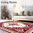 Crimson Cream Ornate Floral Medallion Rug