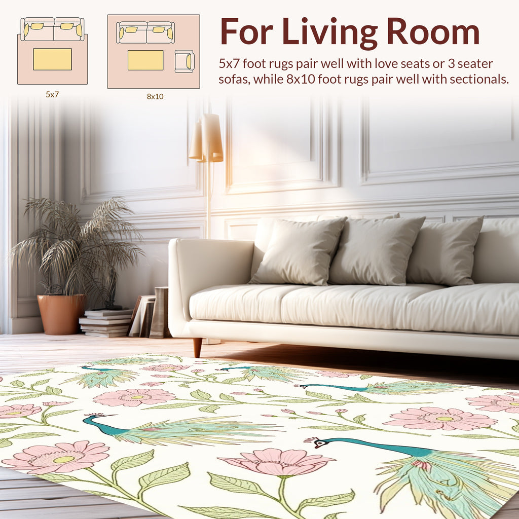 Peacock Floral Pattern Charm Rug