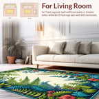 Vibrant Tropical Foliage and Floral Pattern Rug