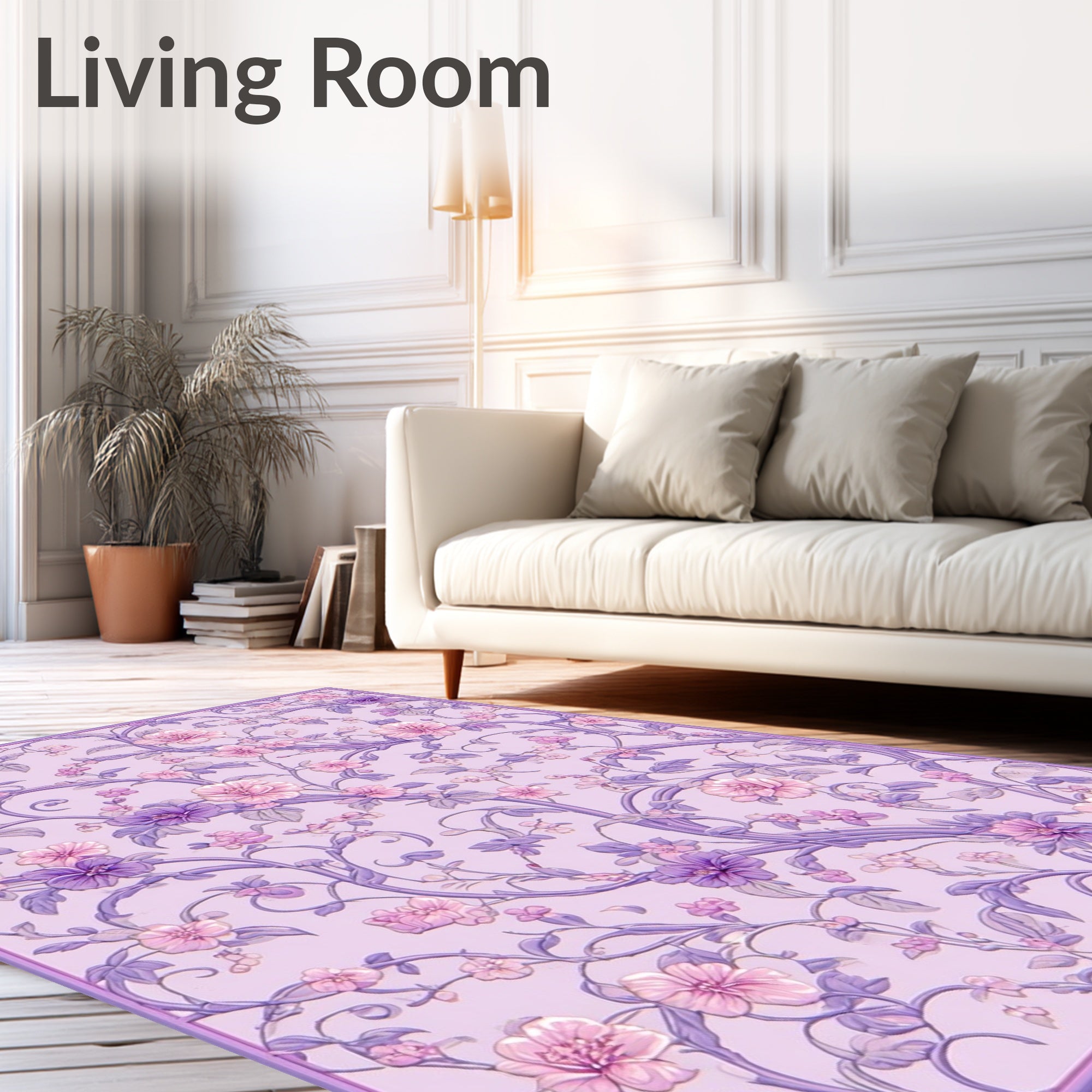 Lavendersweet Floral Vines Pattern Rug