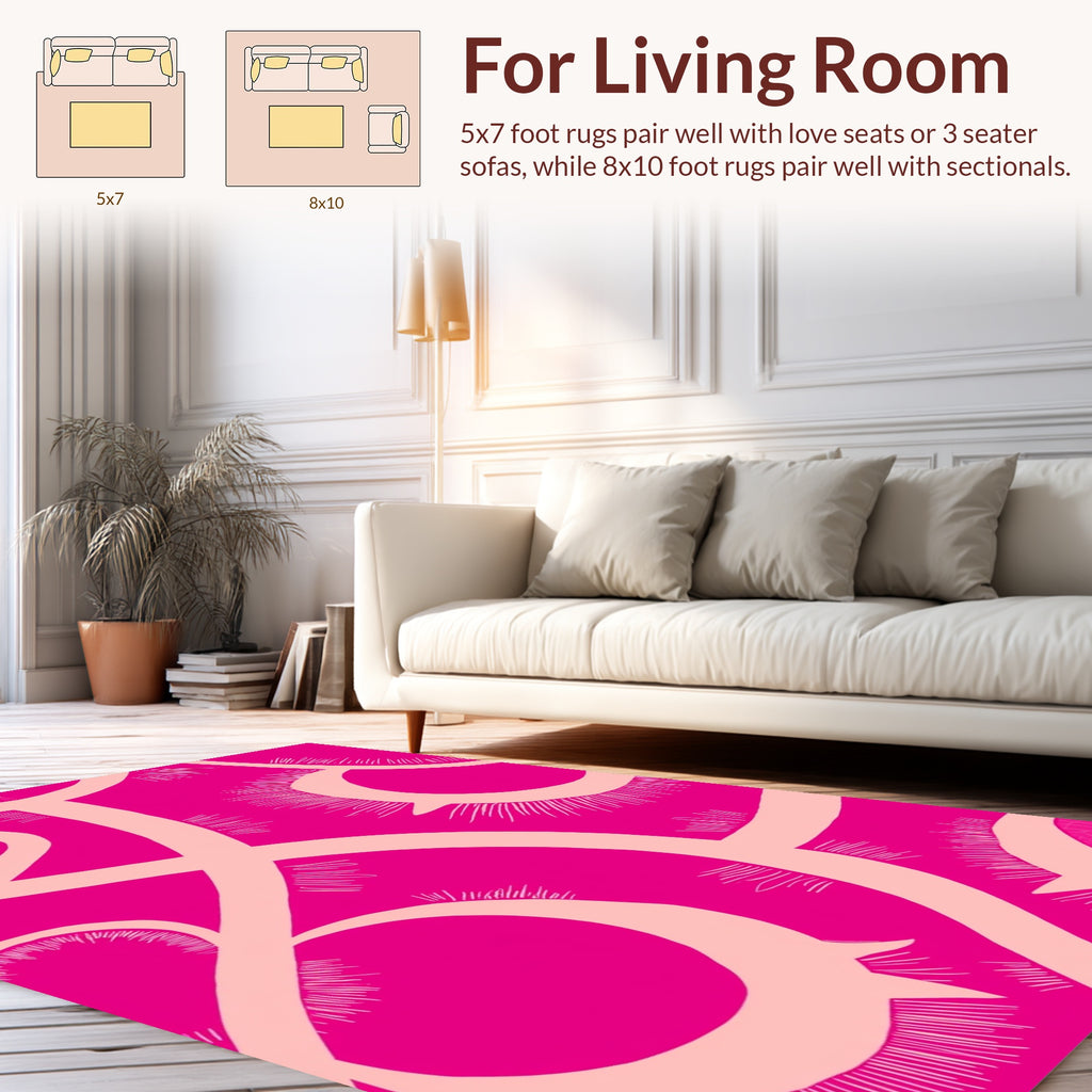 Bold Pink Abstract Swirl Pattern Rug