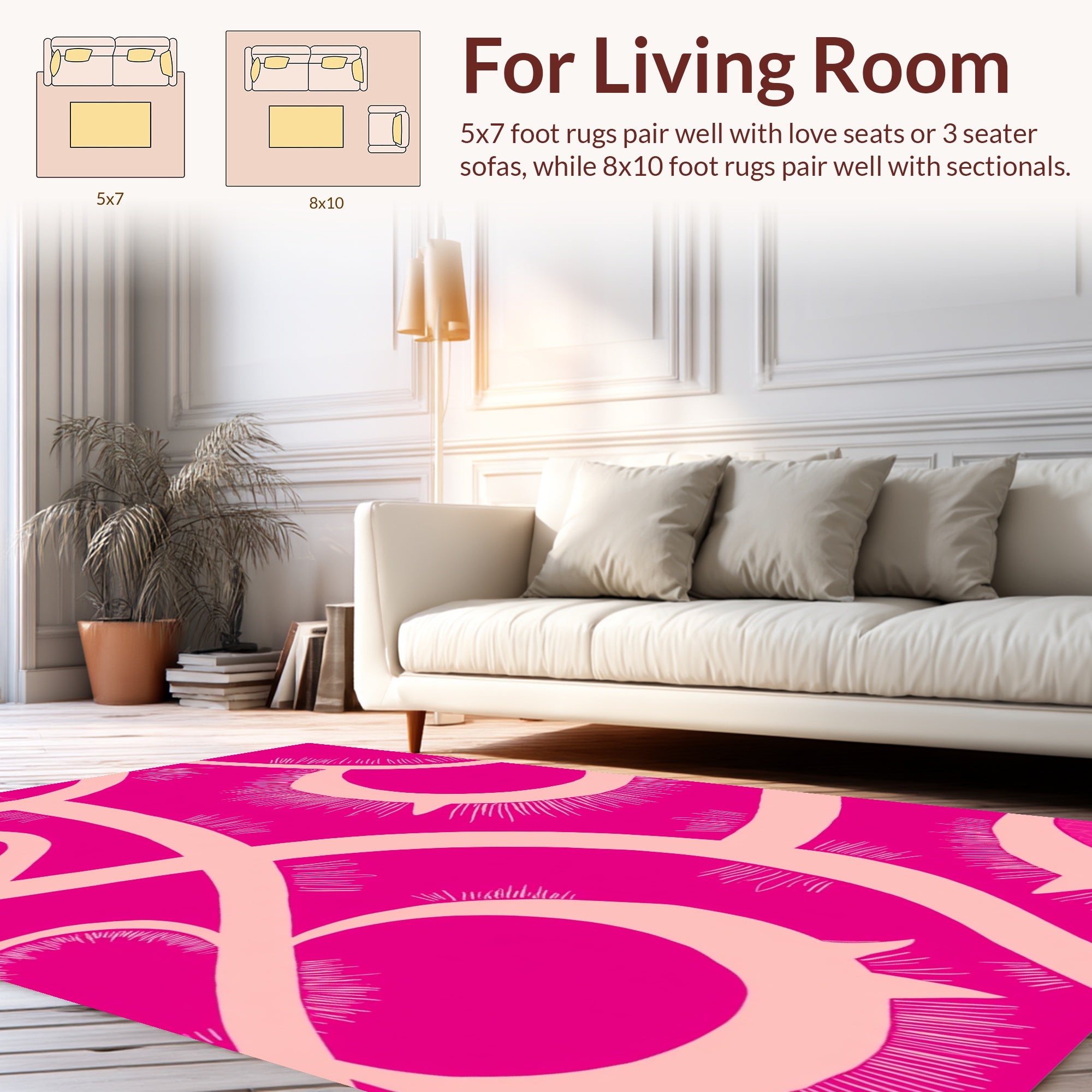 Bold Pink Abstract Swirl Pattern Rug