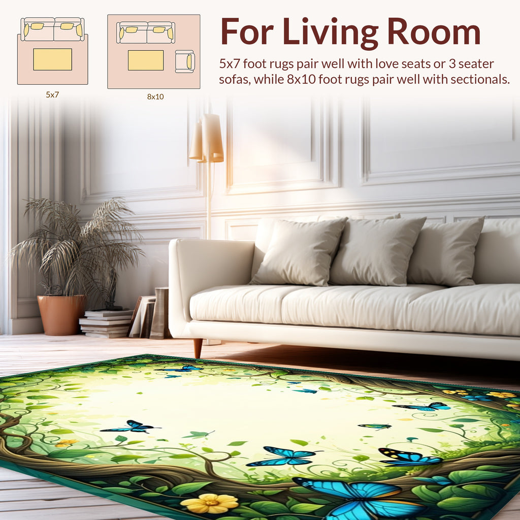 Enchanted Forest Butterfly Garden Rug