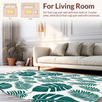 Tropical Leaf Pattern Green Design Rug