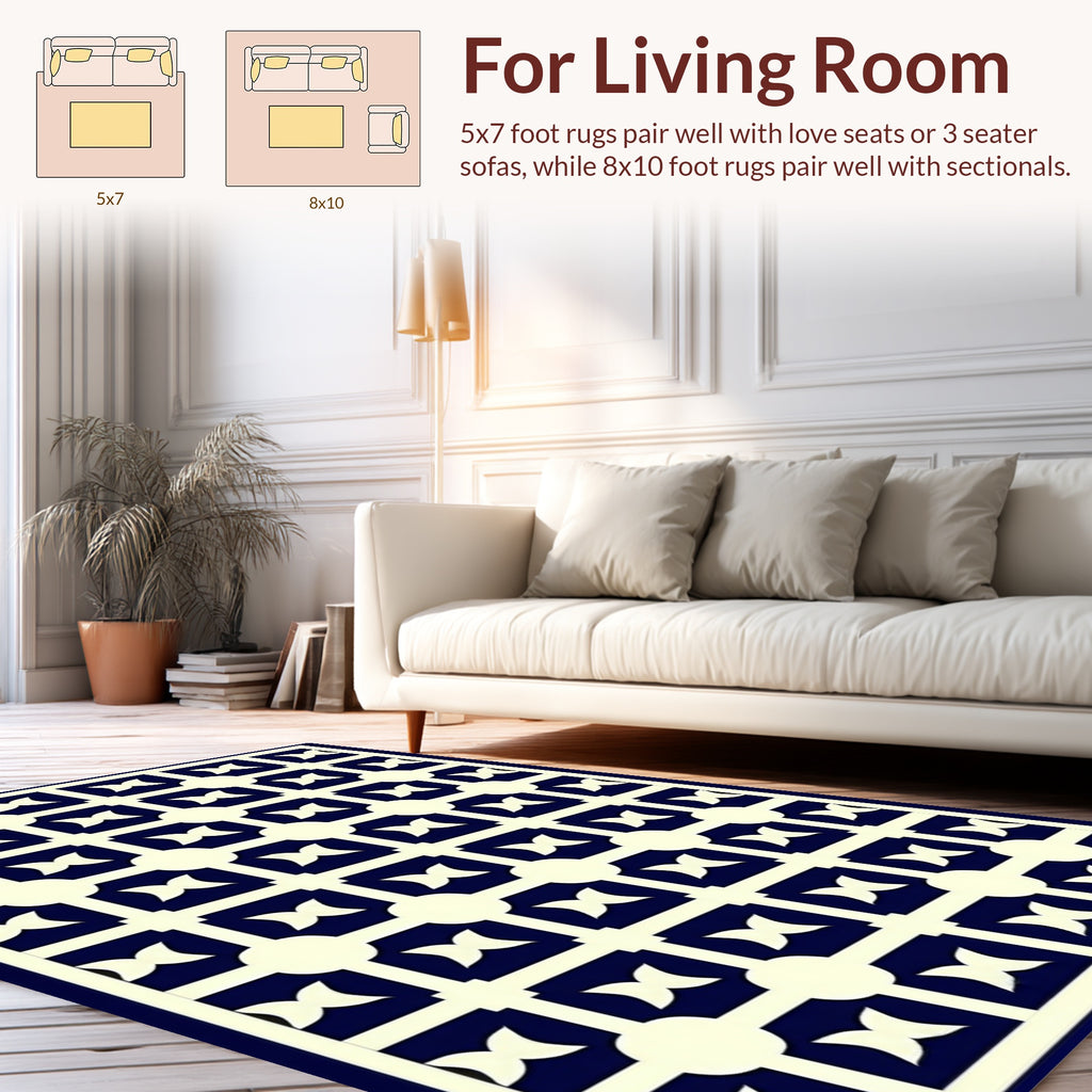 Classic Geometric Lattice Pattern Rug