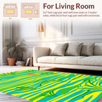 Bold Stripes with Abstract Green Flora Rug