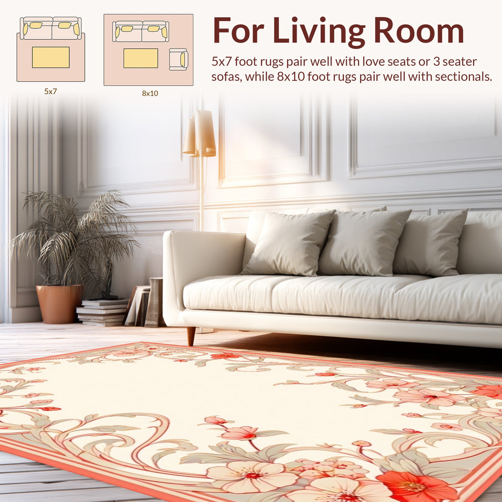 Art Nouveau Floral Swirl Border Design Rug