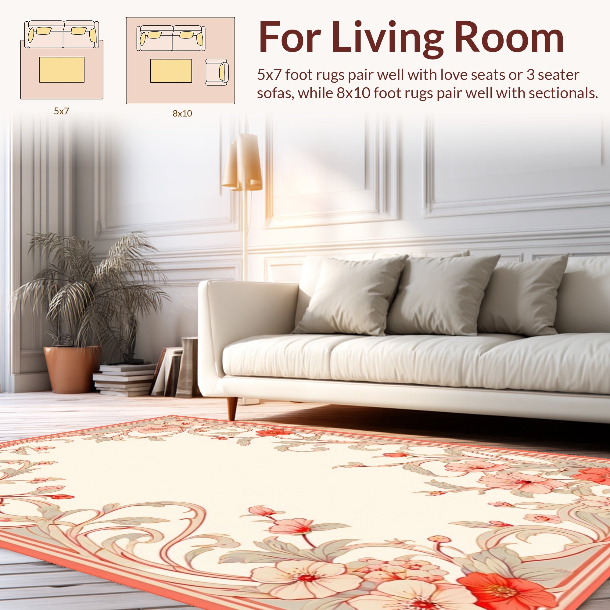 Art Nouveau Floral Swirl Border Design Rug