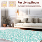 Turquoise Leafy Vines Pattern Rug
