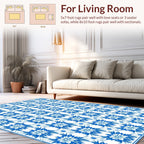 Blue White Floral Symmetry Pattern Rug