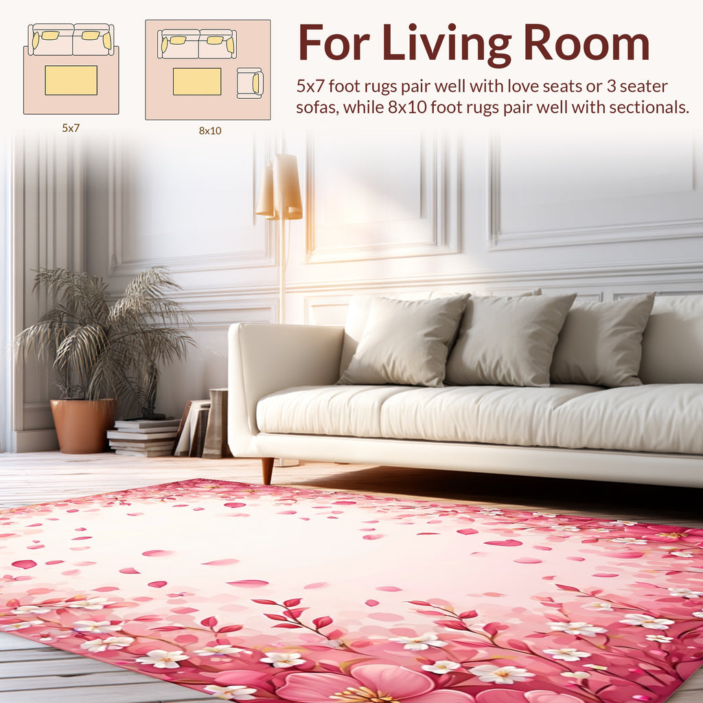 Pink Blossom Branch Floral Design Rug