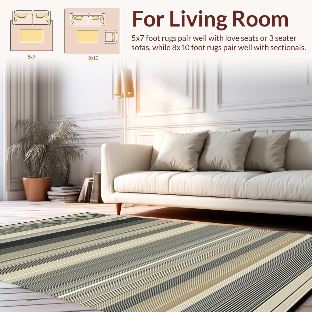 Modern Striped Linear Design Rug