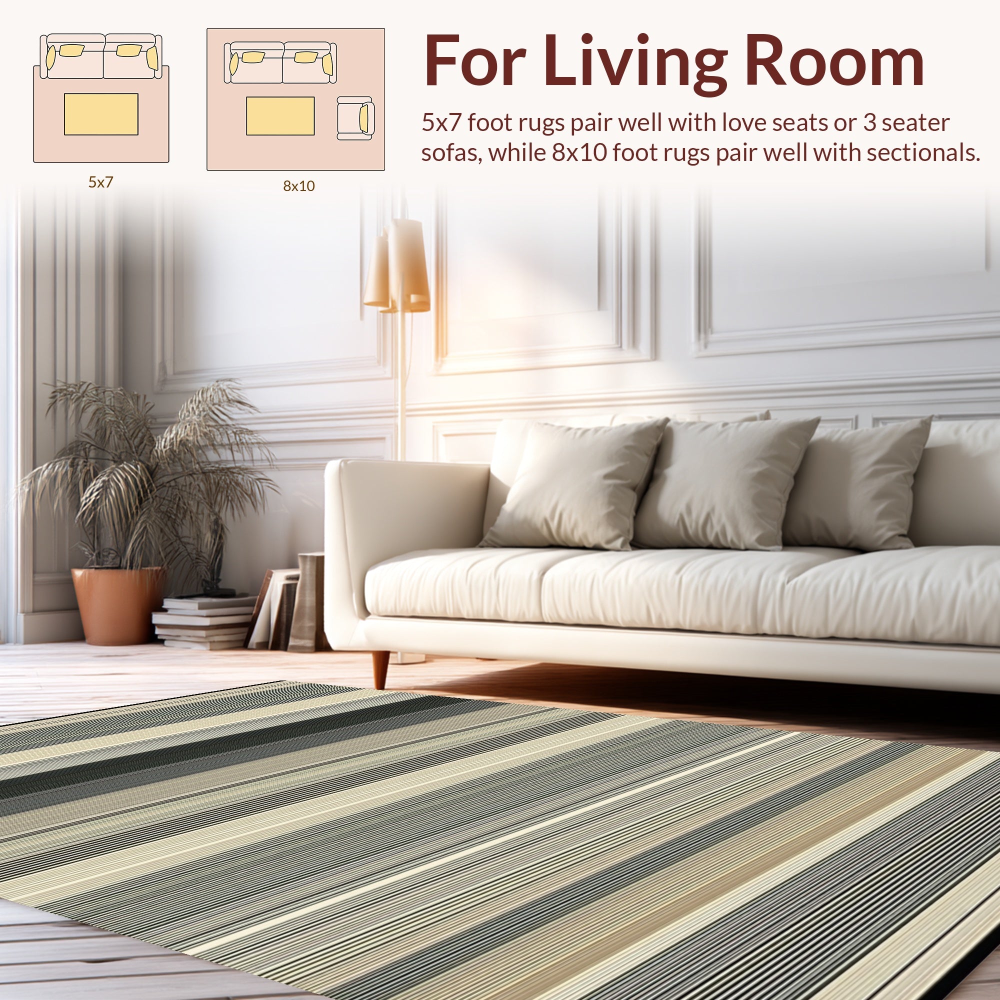 Modern Striped Linear Design Rug