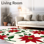 Crimson Poinsettia Flower Art Rug