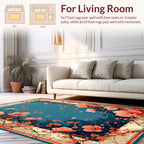 Coral Blossom Border Floral Design Rug