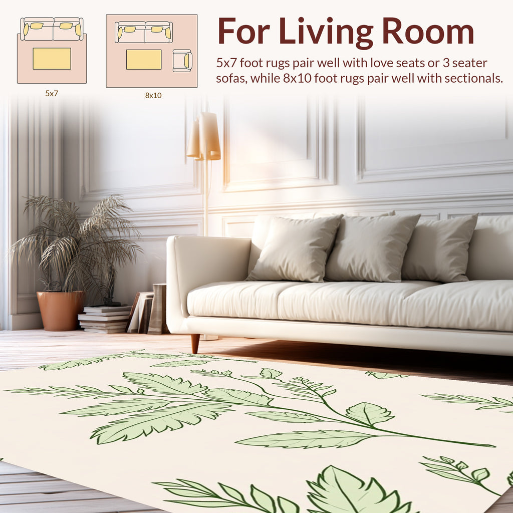 Delicate Botanical Branch Pattern Rug