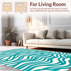 Teal Wave Pattern Design Rug