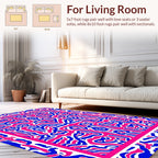 Abstract Blue Pink Stylized Pattern Rug