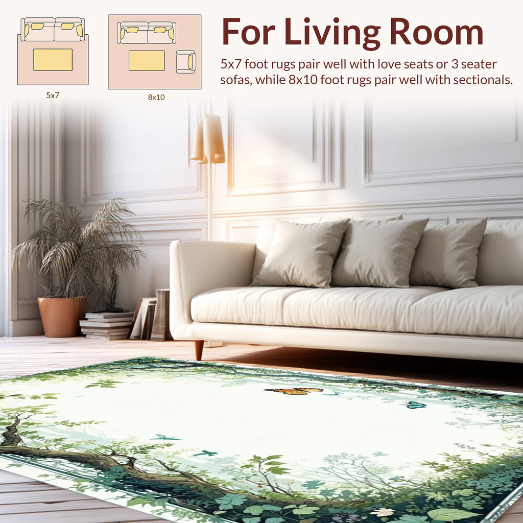Enchanted Forest Butterfly Digital Art Rug