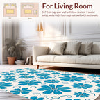 Delicate Blue Flower Pattern Rug