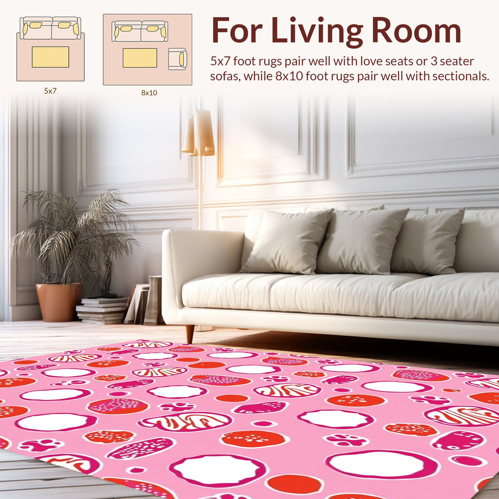 Pink Abstract Organic Shapes Rug