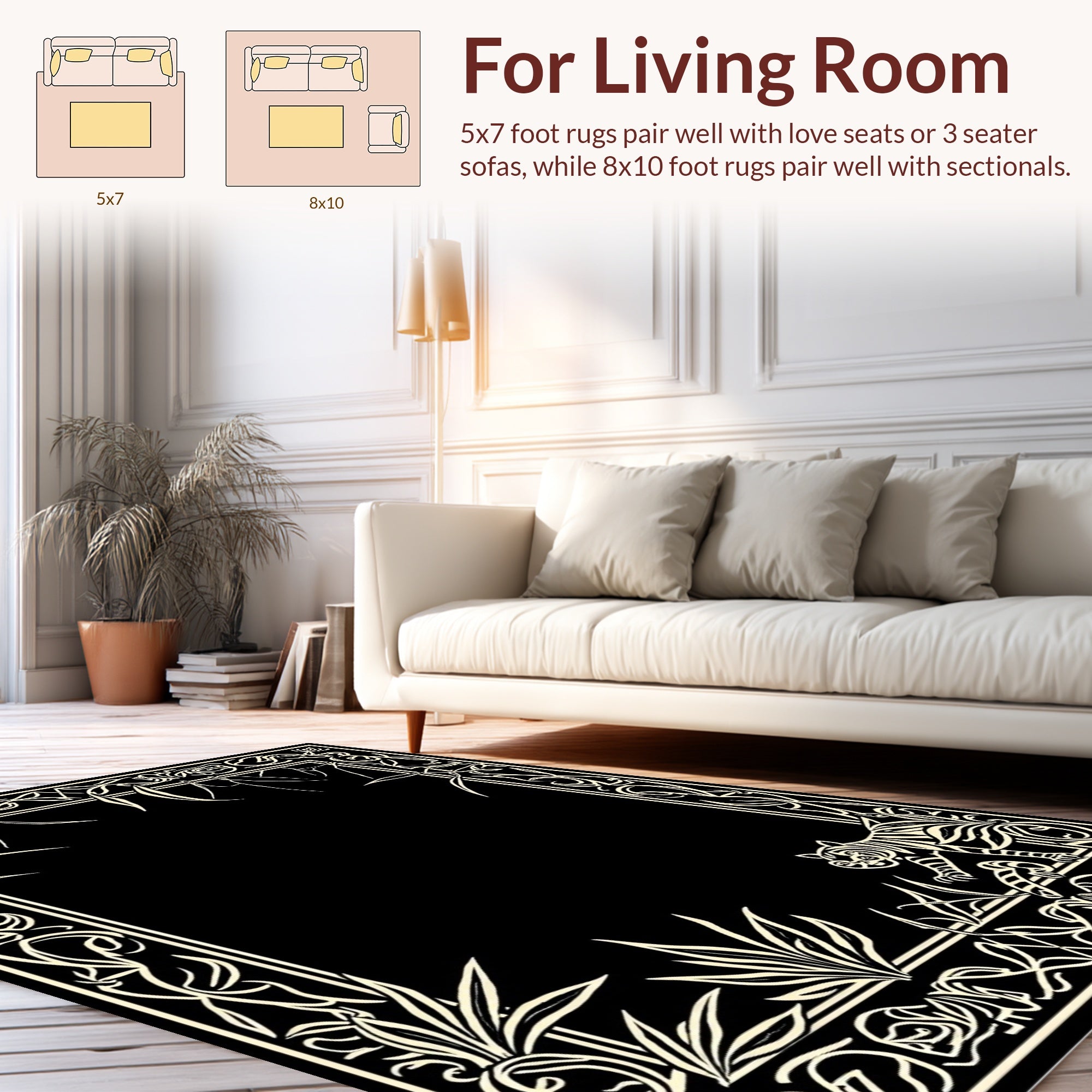 Jungle Tiger Floral Frame Design Rug