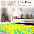 Vivid Yellow Blue Burst Pattern Rug