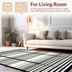 Sharp Black White Grid Lines Rug