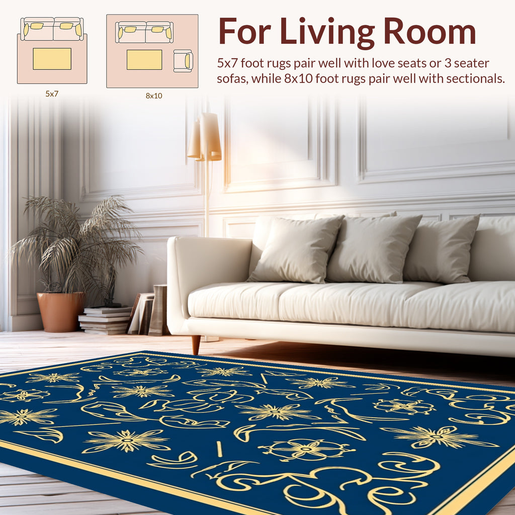 Ornate Floral Swirl Pattern Design Rug