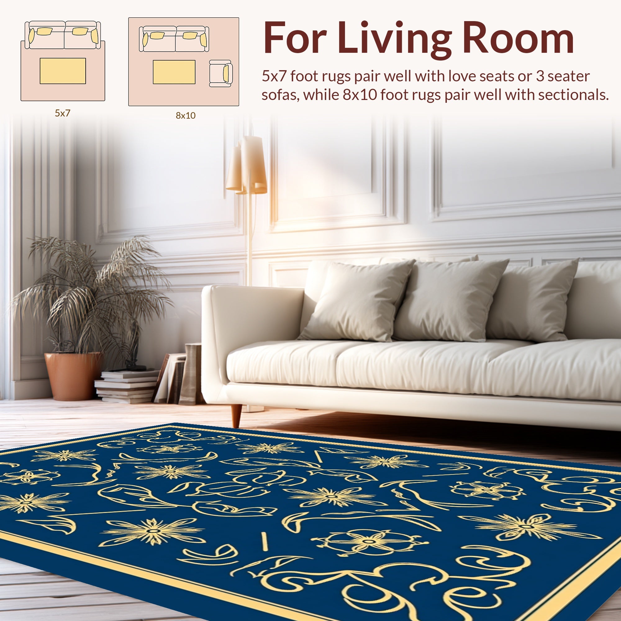 Ornate Floral Swirl Pattern Design Rug