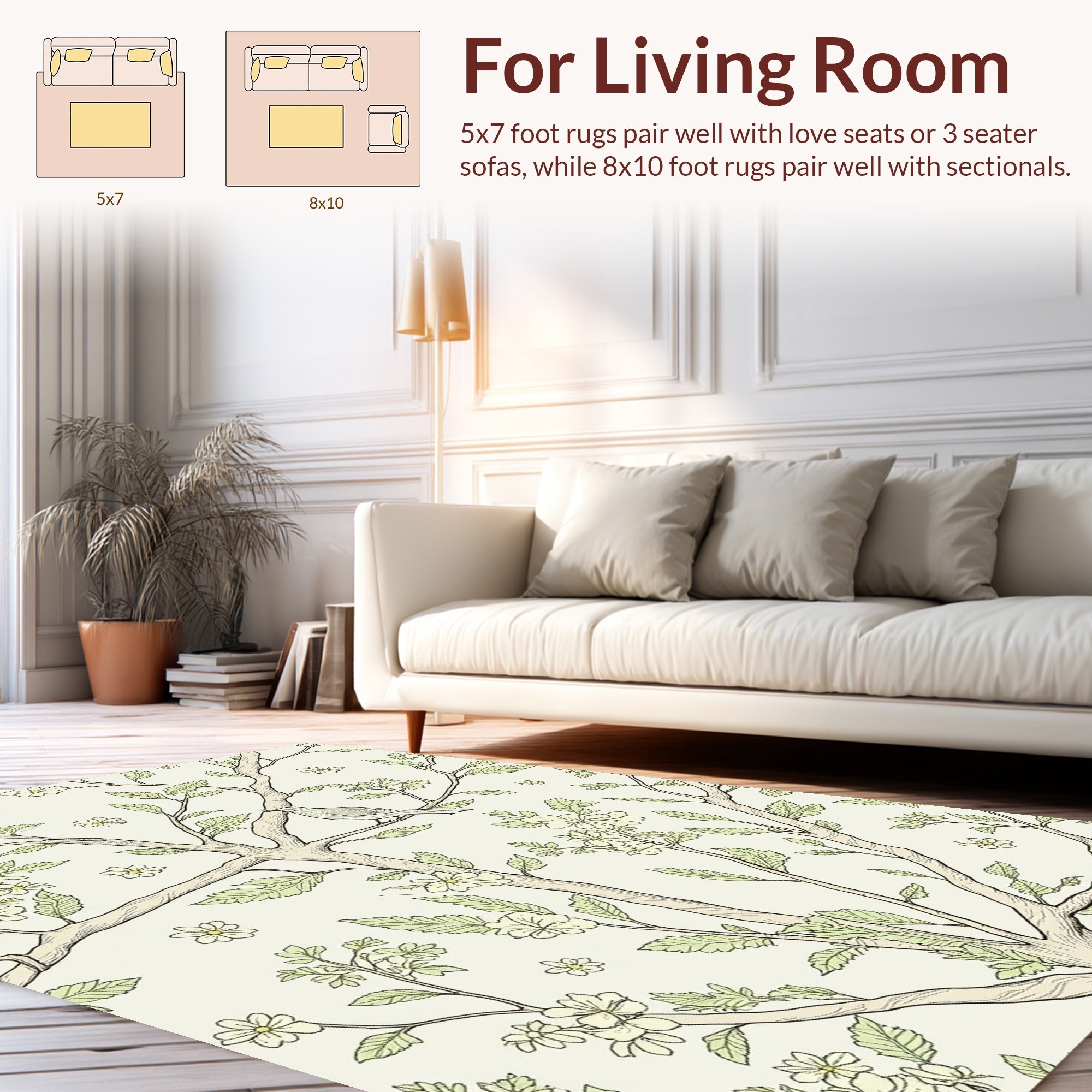 Bird and Blossom Branch Design Rug