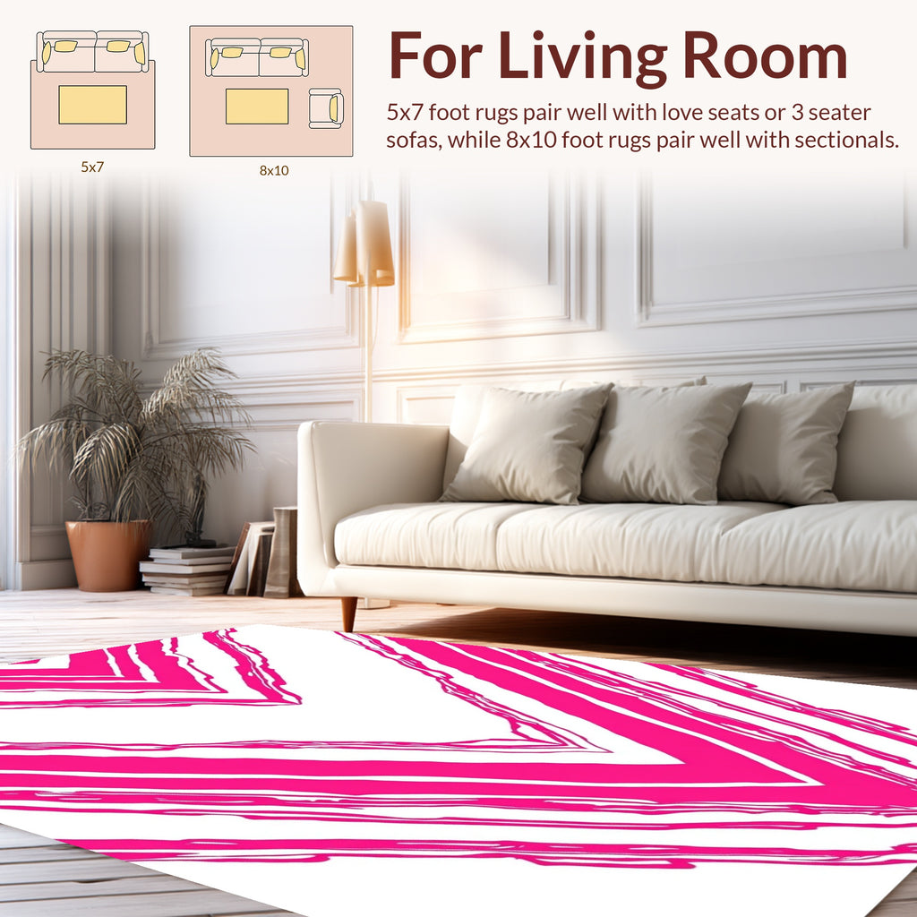 Bold Pink Chevron Striped Design Rug