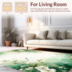 Green Watercolor Floral Vine Design Rug
