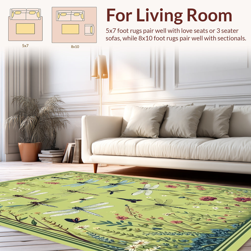 Dragonfly Garden Whimsical Nature Rug
