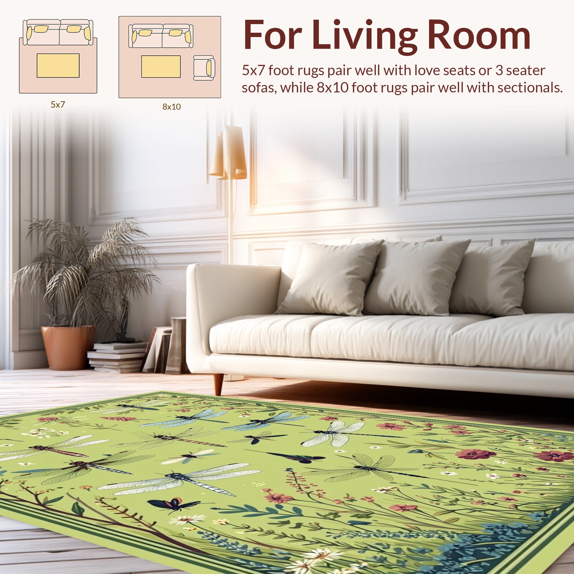 Dragonfly Garden Whimsical Nature Rug