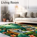 Vibrant Jungle Tiger Scene Rug