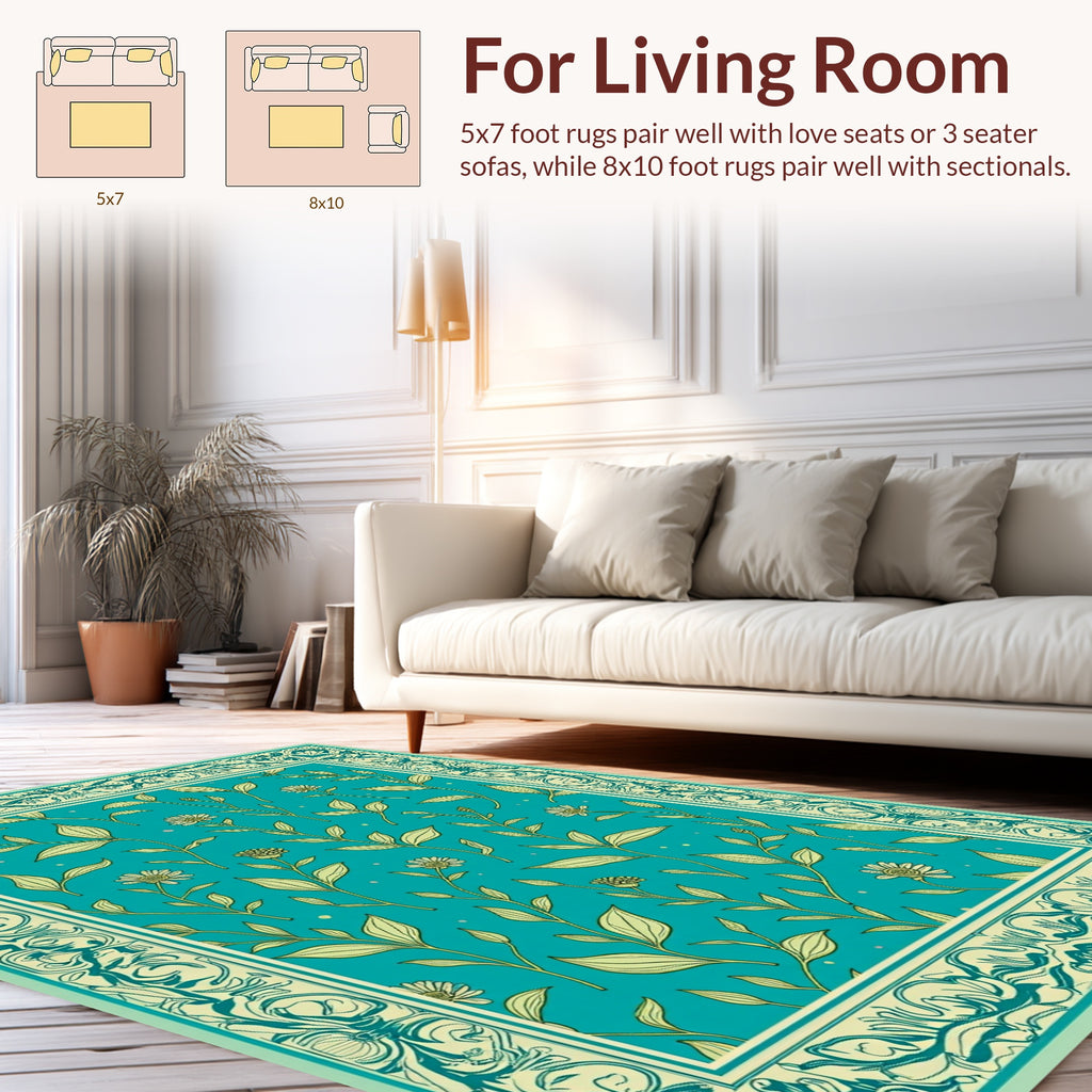 Floral Vine Botanical Art Deco Rug